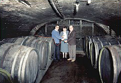 Unser uralter Gewlbekeller mit den Holzfssern. Hier probieren Sie bei einer Weinprobe unseren Wein.